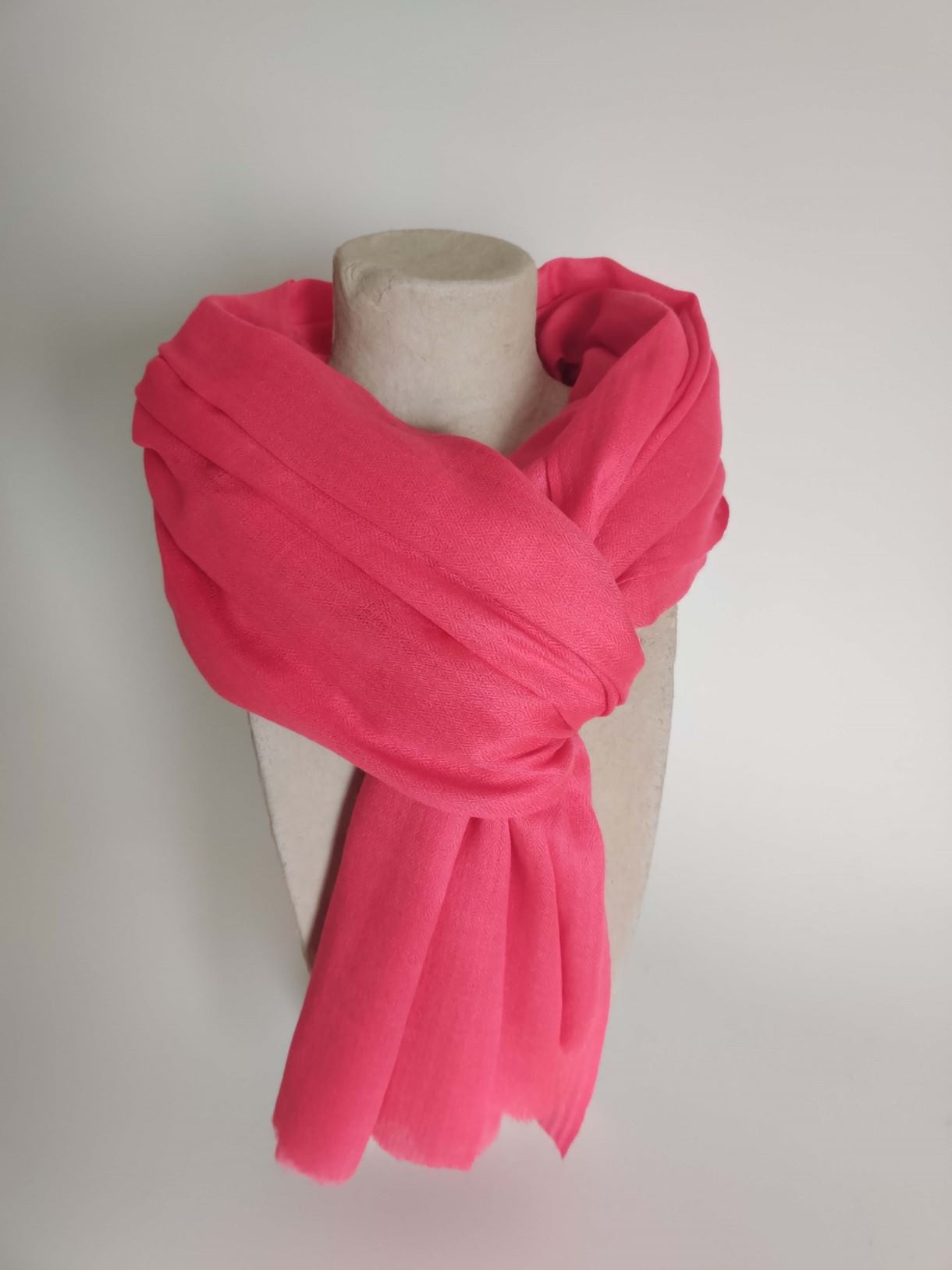 Lijadoras Poder lado Bufanda 100% lana rosa ponche | Kashmir Shawl Atelier